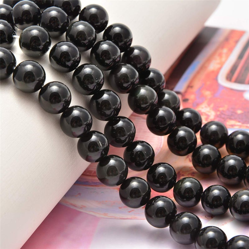 NCB 100pcs Original Natural Stone Beads Gemstone Round Loose Beads 6mm 8mm 10mm (Black Obsidian, 10mm 100Beads) - Image 3